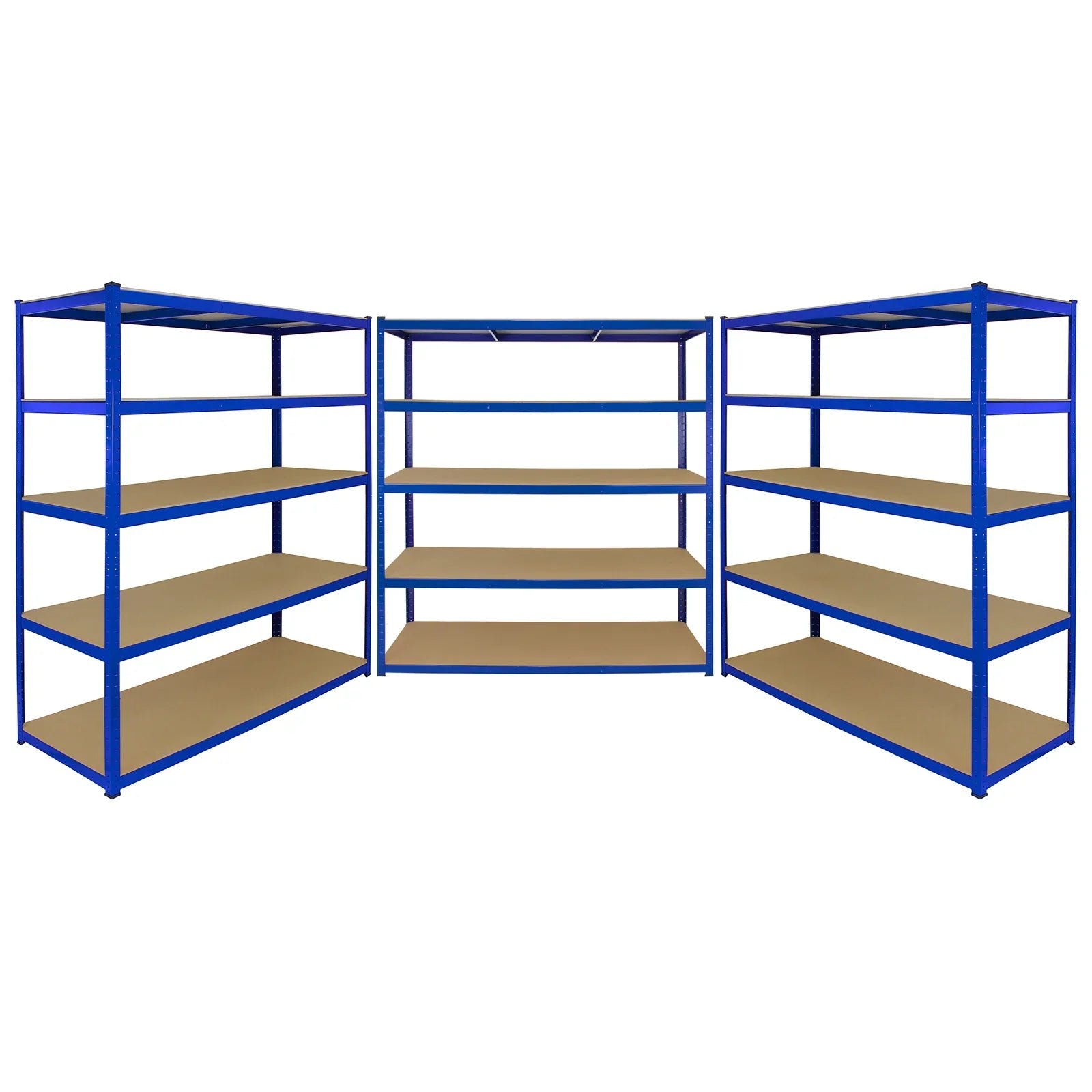 Monster Racking T-Rax 3 x Extra Wide Storage Shelves, Blue, 160cm W, 60cm D