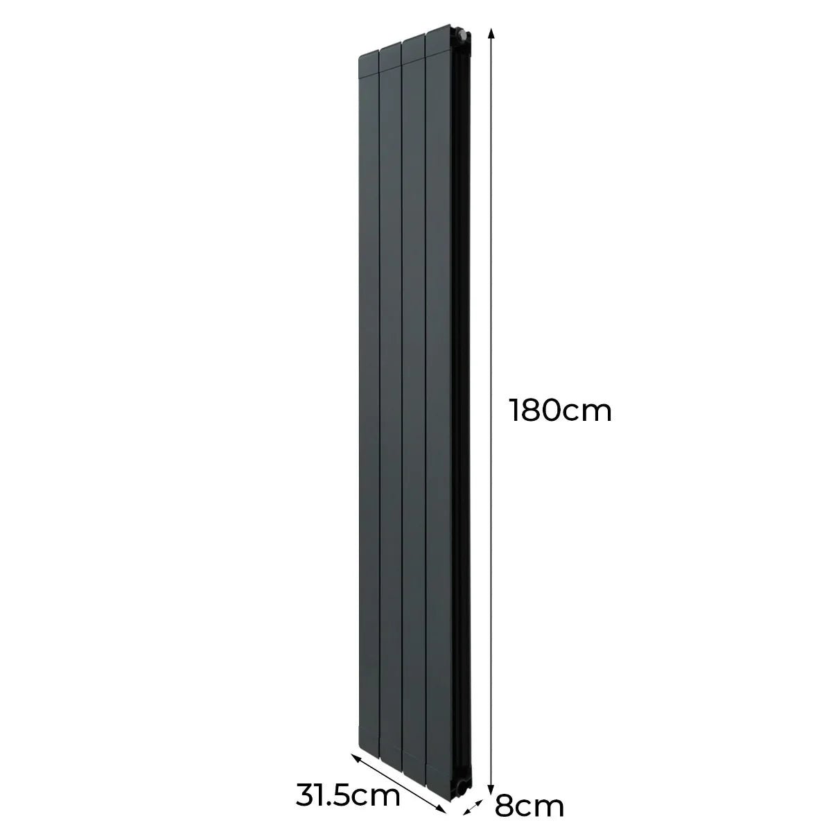 Aluminium Radiator & Valves - 1800mm x 315mm - Anthracite Grey - Image 5