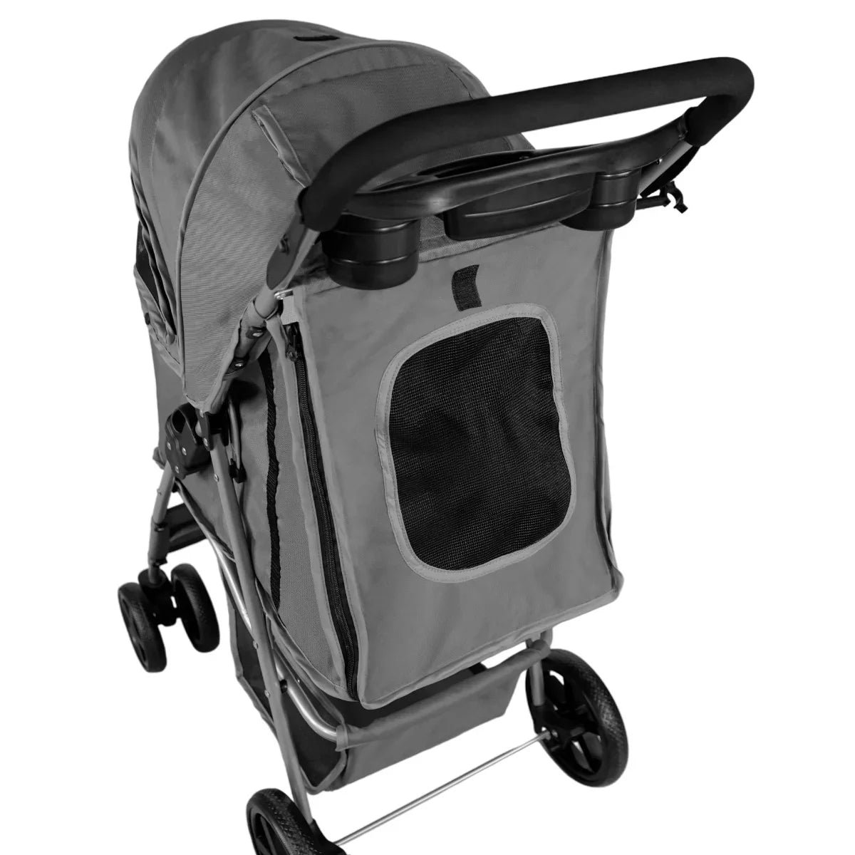 Pet Stroller with Rain Cover – Grey - Image 7