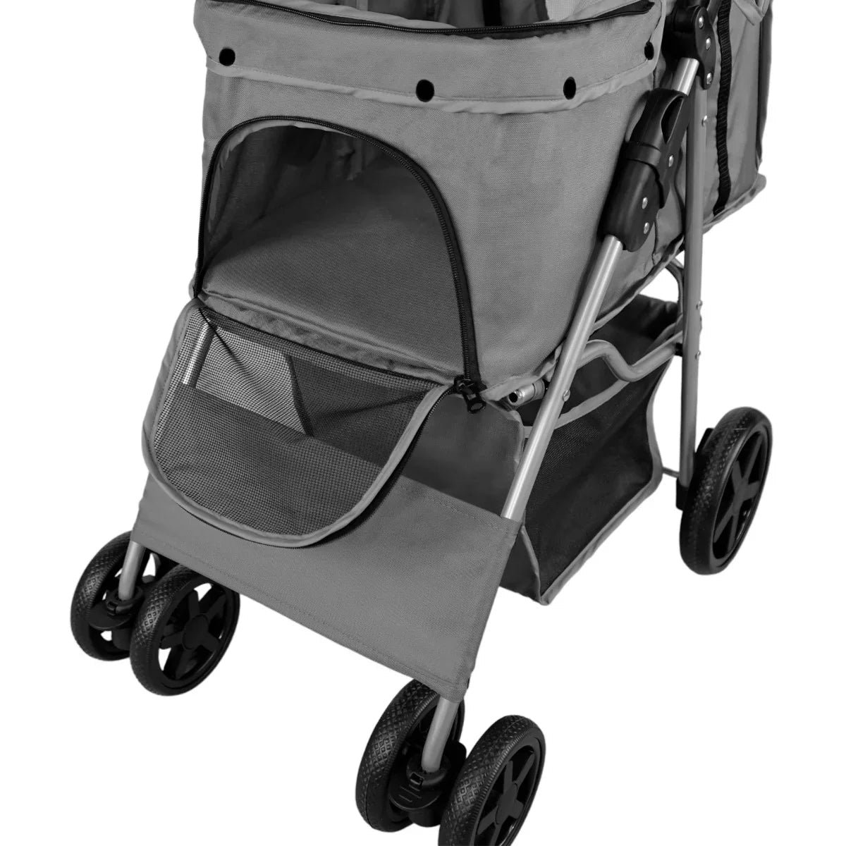 Pet Stroller with Rain Cover – Grey - Image 8