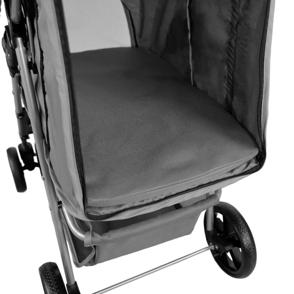Pet Stroller with Rain Cover – Grey - Image 9