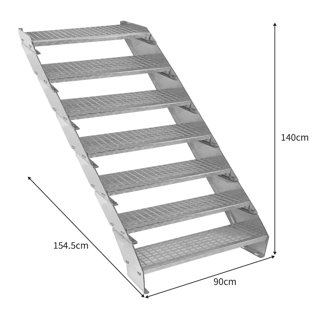 Adjustable 7 Section Galvanised Staircase - 900mm Wide - Image 4