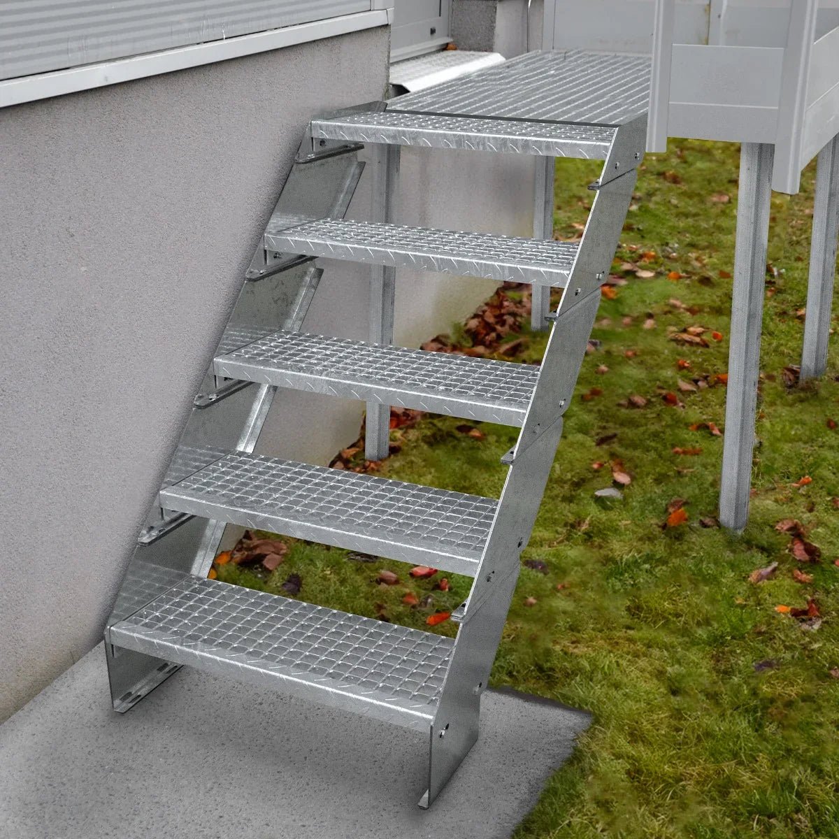 Adjustable 7 Section Galvanised Staircase - 900mm Wide - Image 5