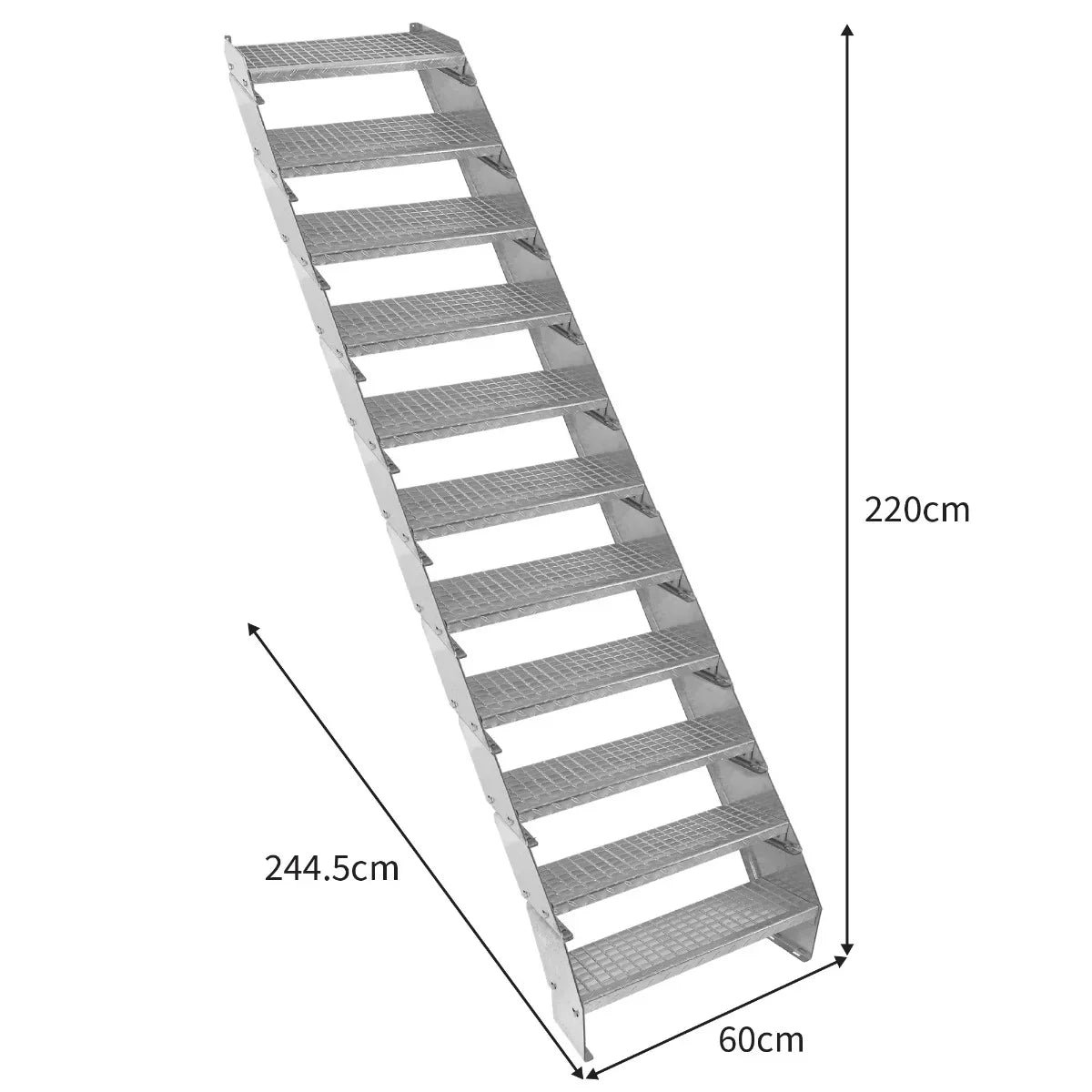 Adjustable 11 Section Galvanised Staircase - 600mm Wide - Image 4