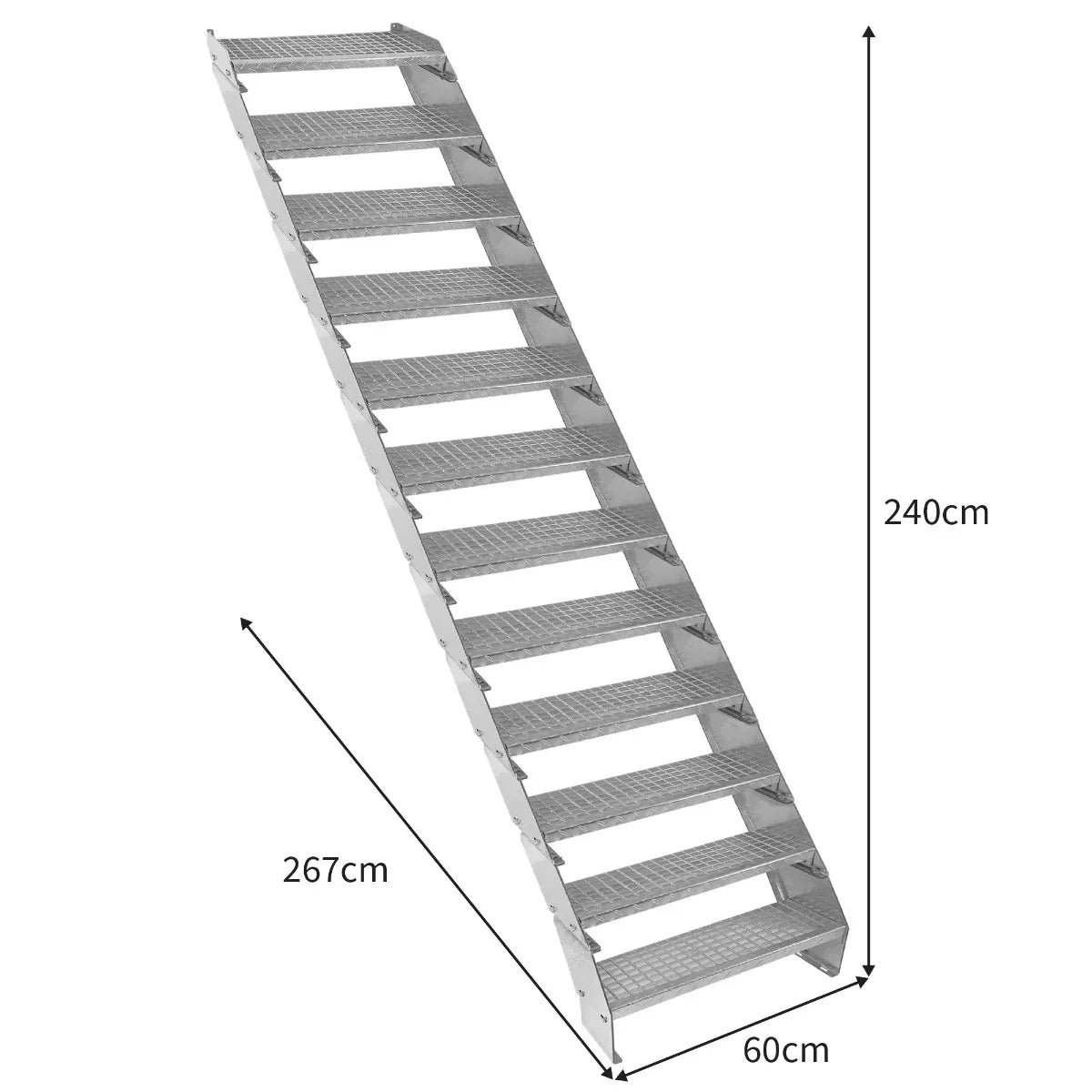 Adjustable 12 Section Galvanised Staircase - 600mm Wide - Image 4
