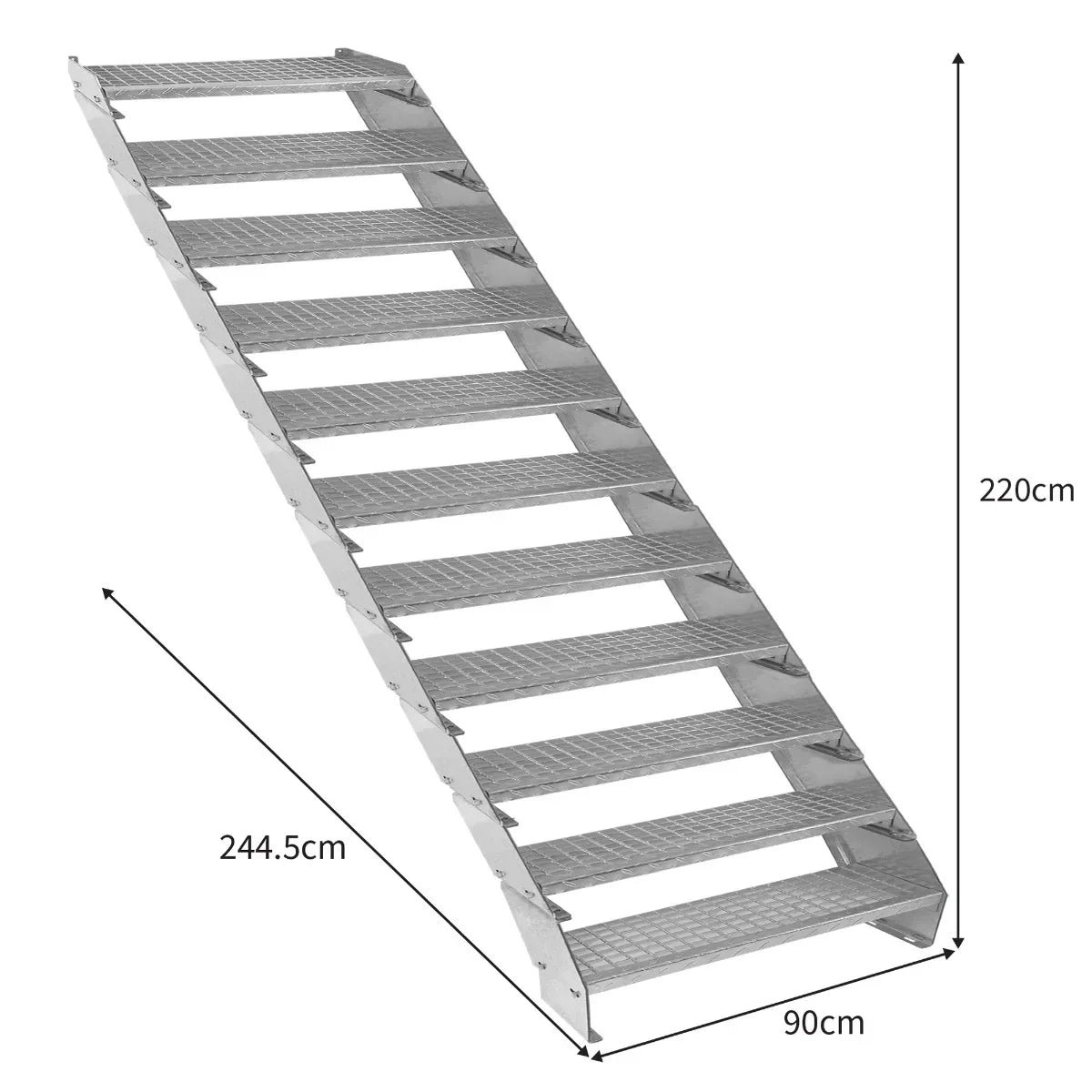 Adjustable 11 Section Galvanised Staircase - 900mm Wide - Image 4