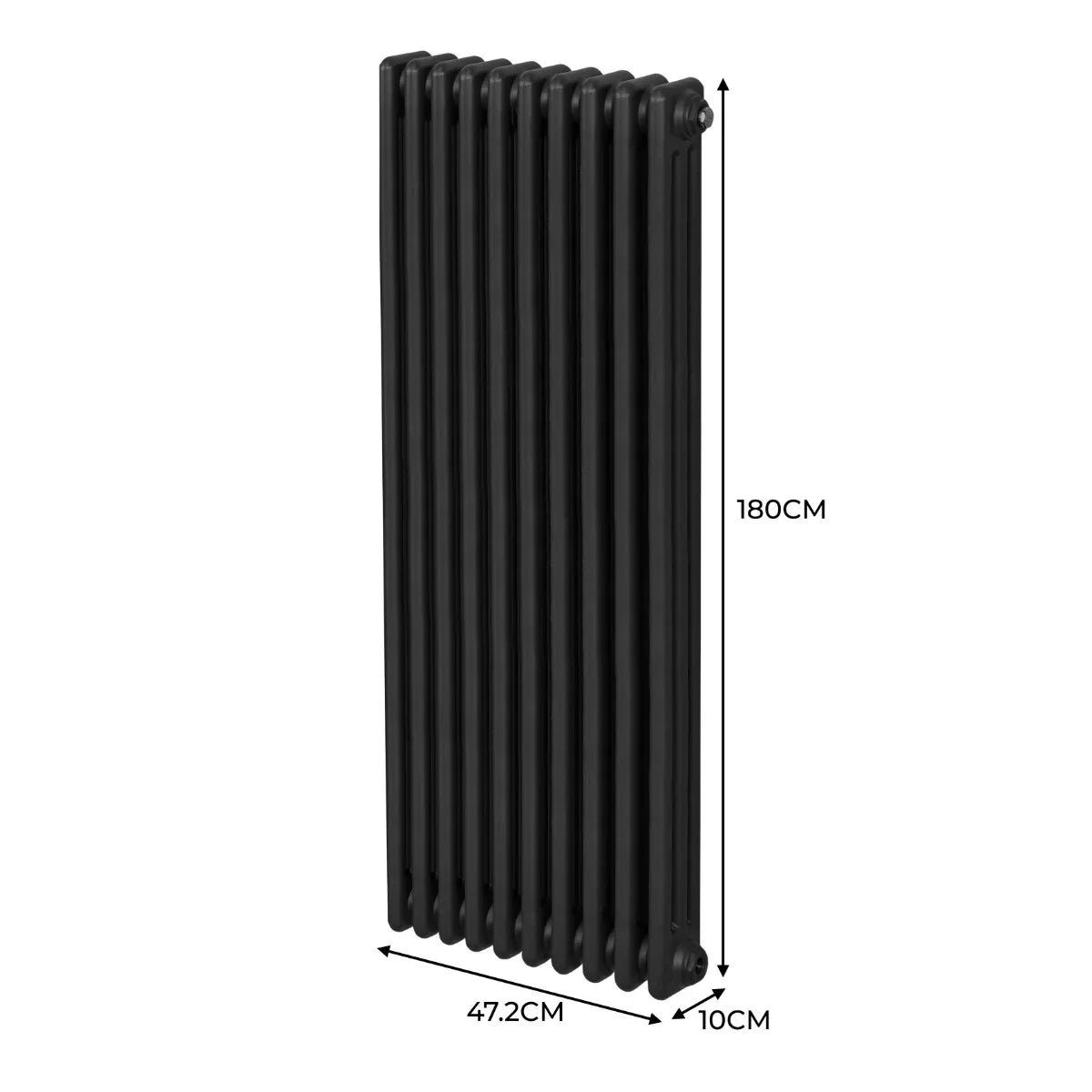 Traditional 3 Column Radiator - 1800 x 472mm - Black - Image 5