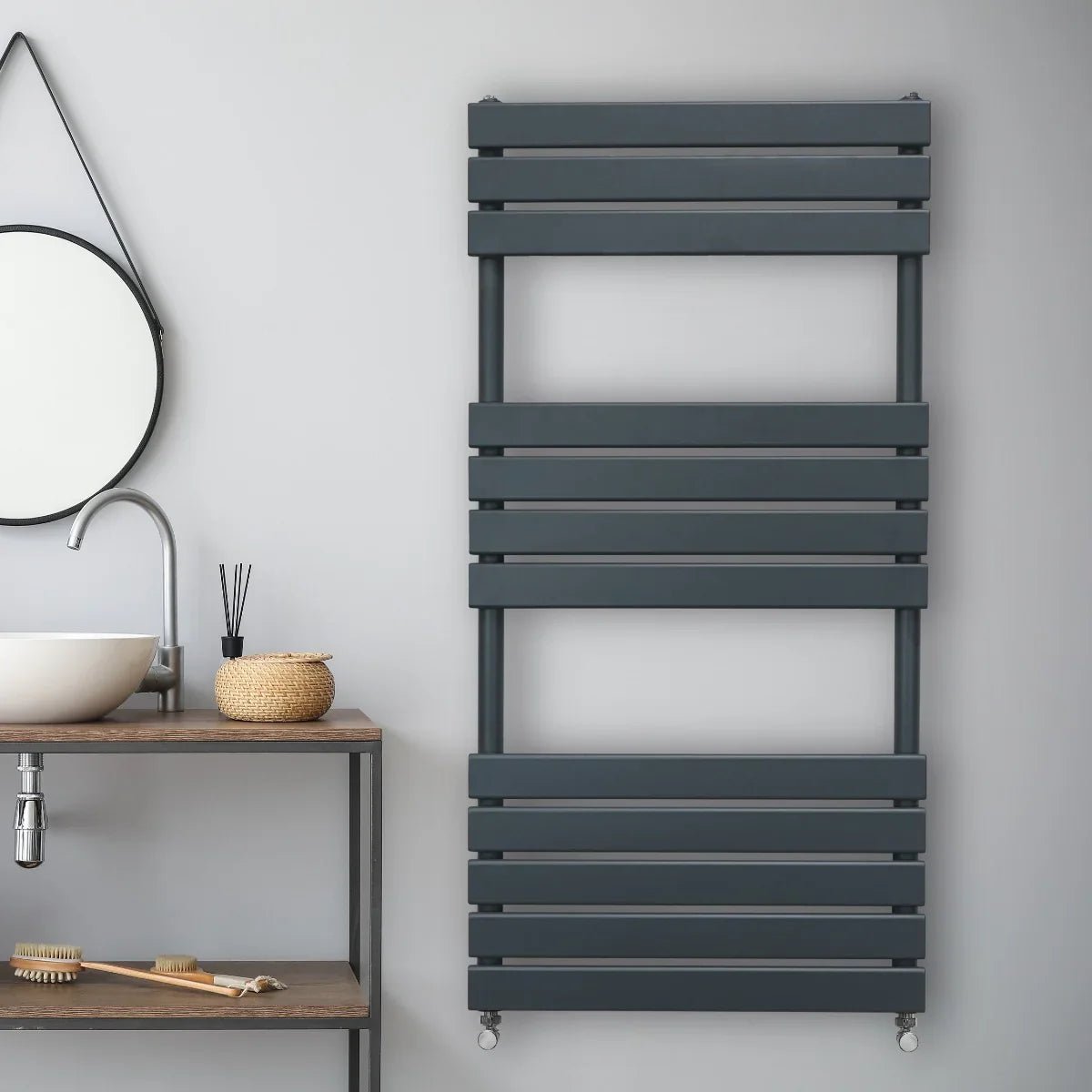Flat Panel Towel Radiator – 1200mm x 600mm – Anthracite Grey - Image 4