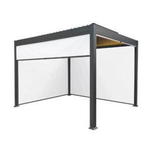 Anthracite Aluminium Pergola With White Blinds & LED Lights - 3m x 3m