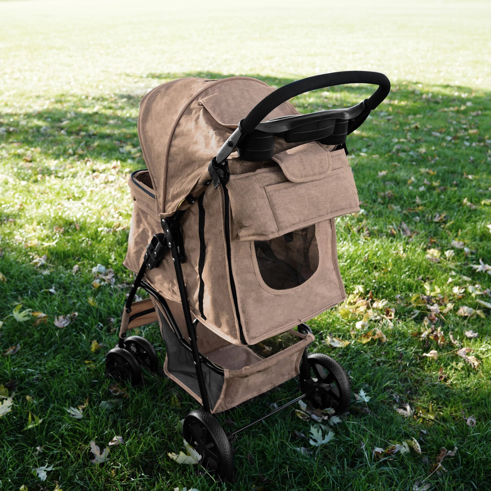 Pet Stroller Caddy Bag - Woven Beige - Image 13