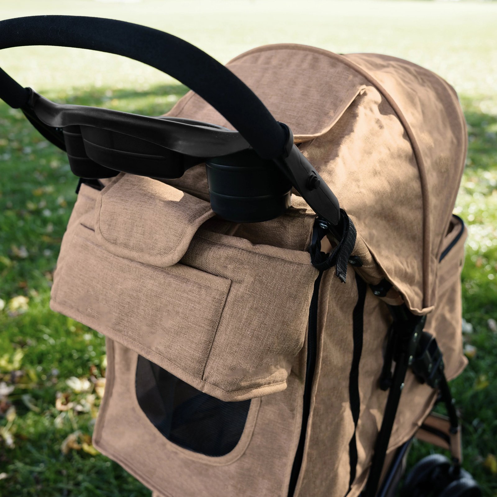 Pet Stroller Caddy Bag - Woven Beige - Image 5