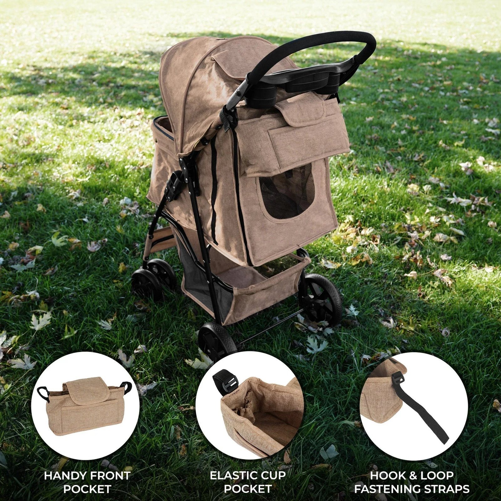 Pet Stroller Caddy Bag - Woven Beige - Image 2