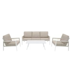 Aluminium 4 Piece Sofa Set - White