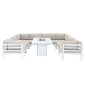 Modular Garden Furniture Set With Fire Pit - White