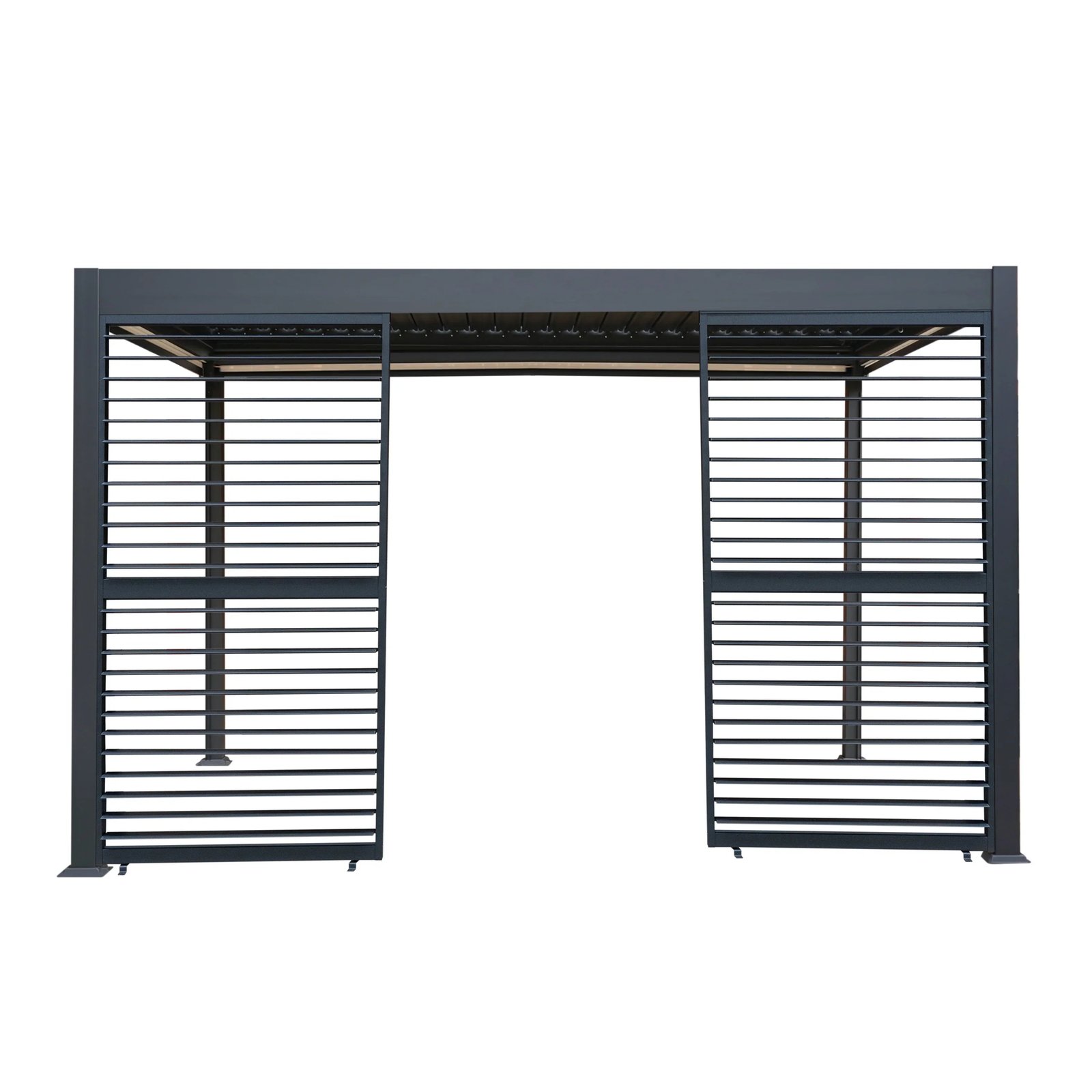 Anthracite Aluminium Pergola With White Blinds & 2 Shutter Panels - 3m x 4m - Image 2