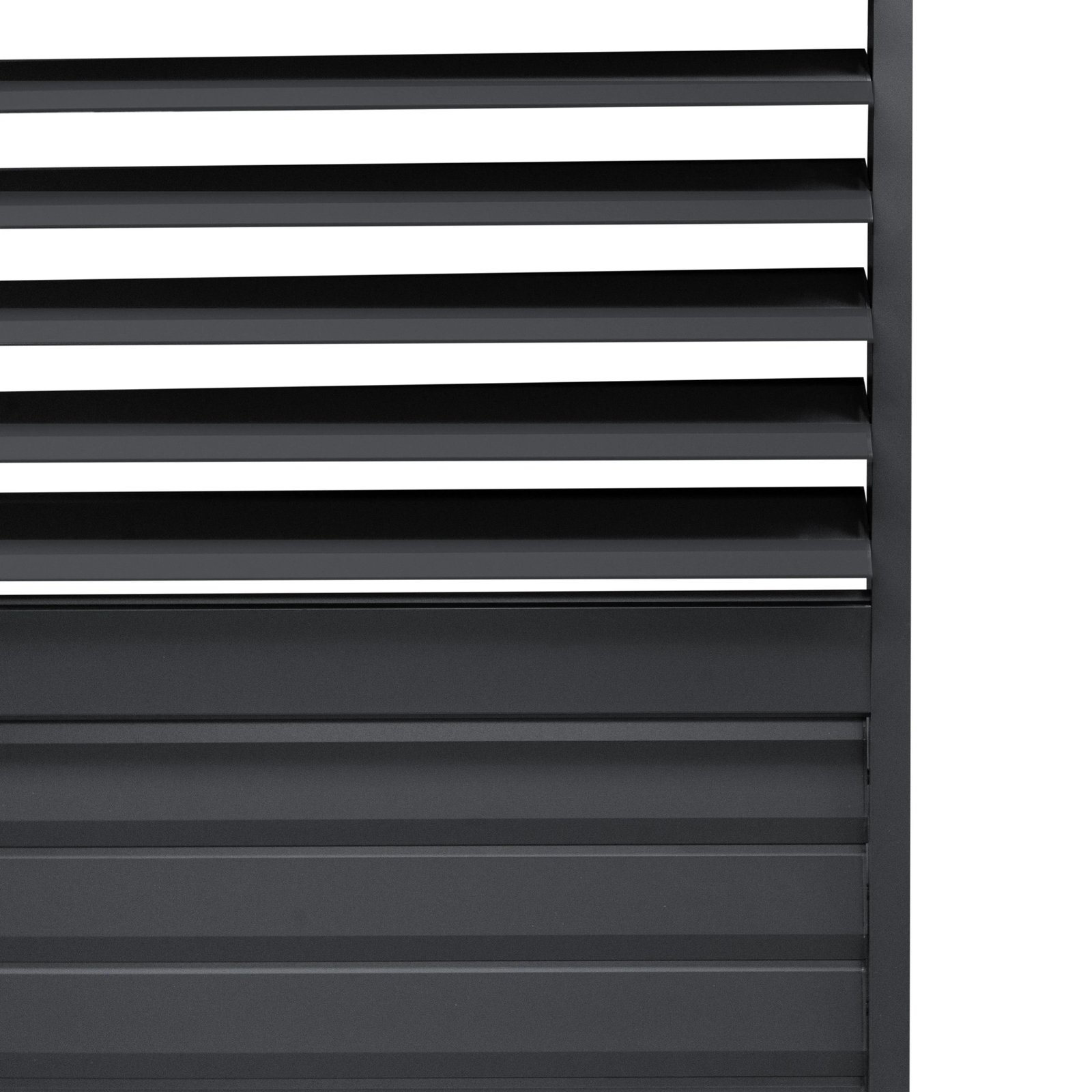 Anthracite Aluminium Pergola With White Blinds & 2 Shutter Panels - 3m x 4m - Image 3