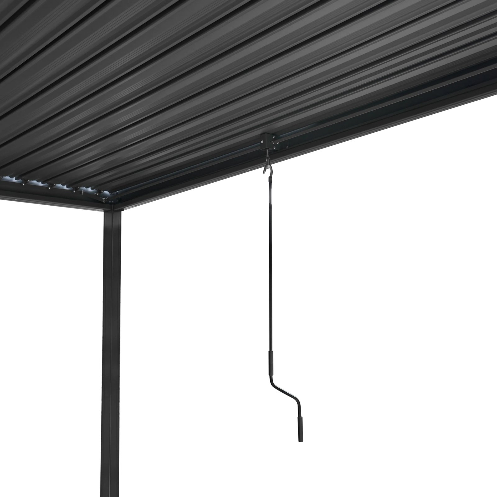 Anthracite Aluminium Pergola With White Blinds & 2 Shutter Panels - 3m x 4m - Image 7