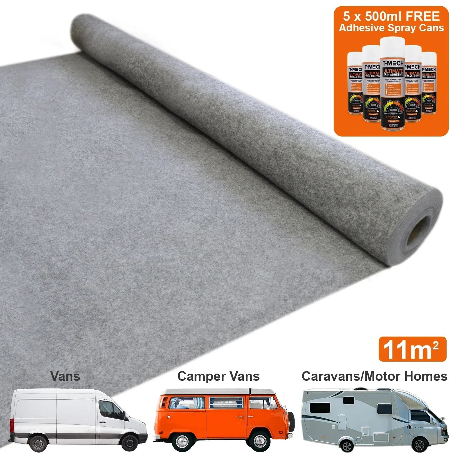 Van Carpet Lining / Smoke & 5 Adhesive Cans - Image 2