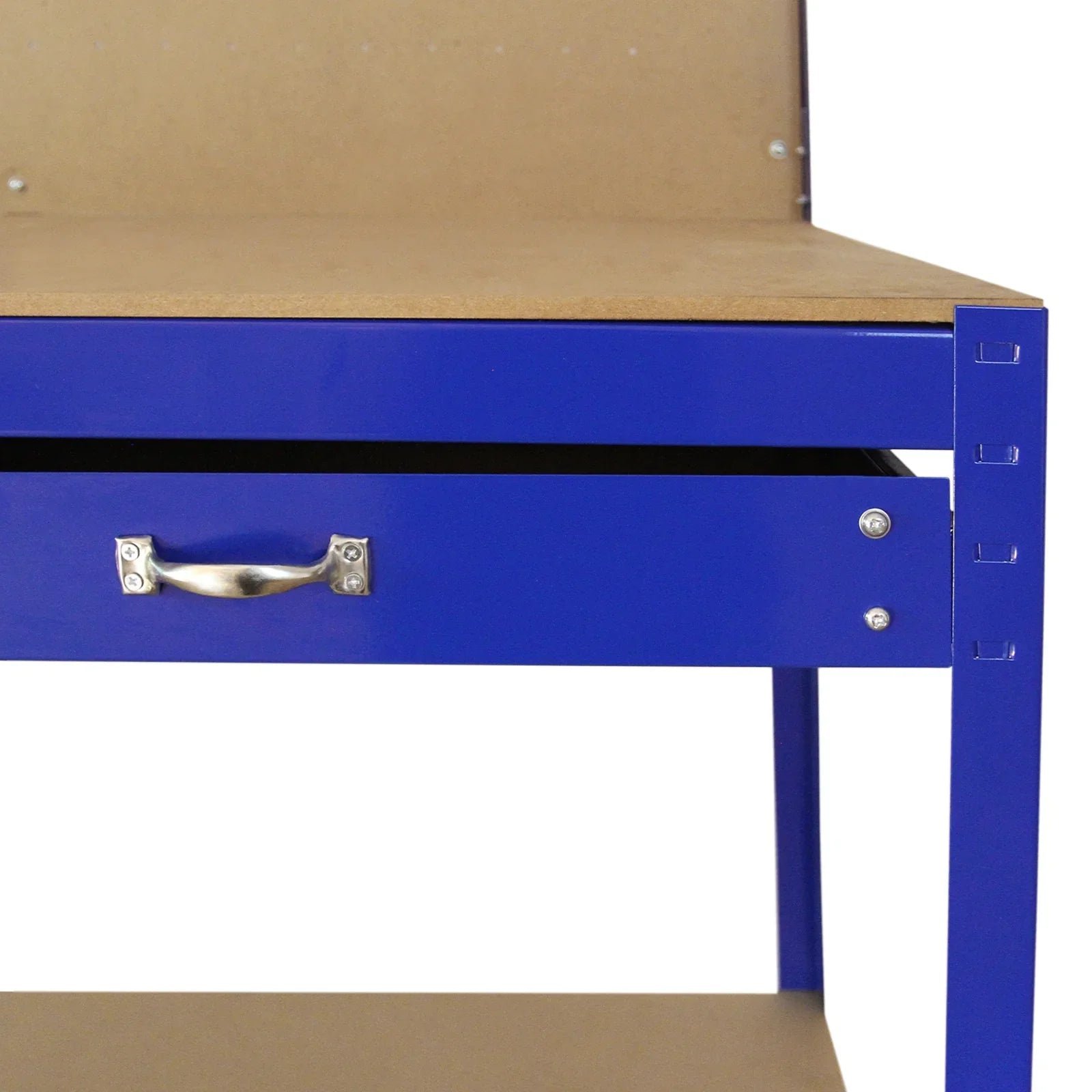 Workbench With Pegboard And Drawer In Blue - Image 8