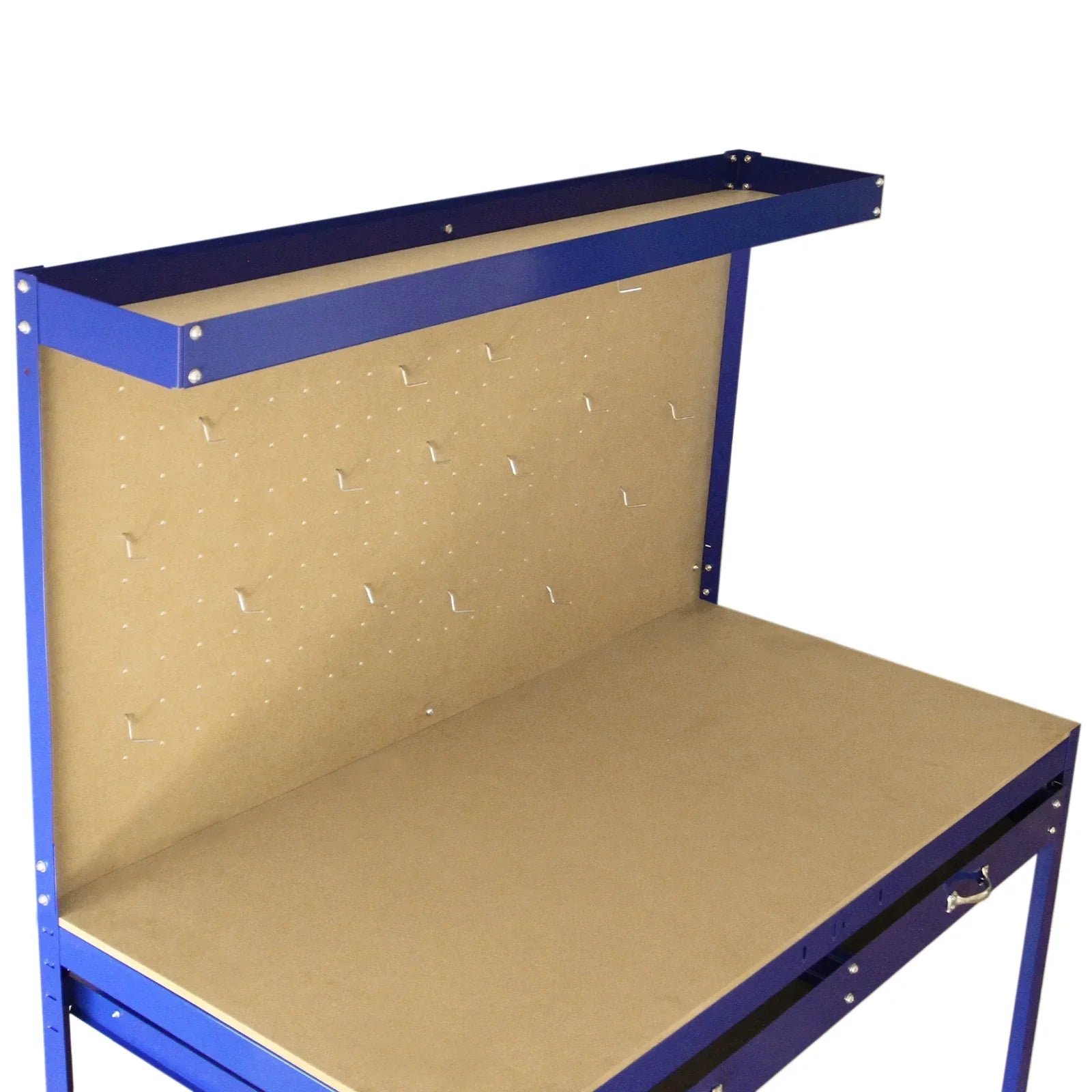 Workbench With Pegboard And Drawer In Blue - Image 15