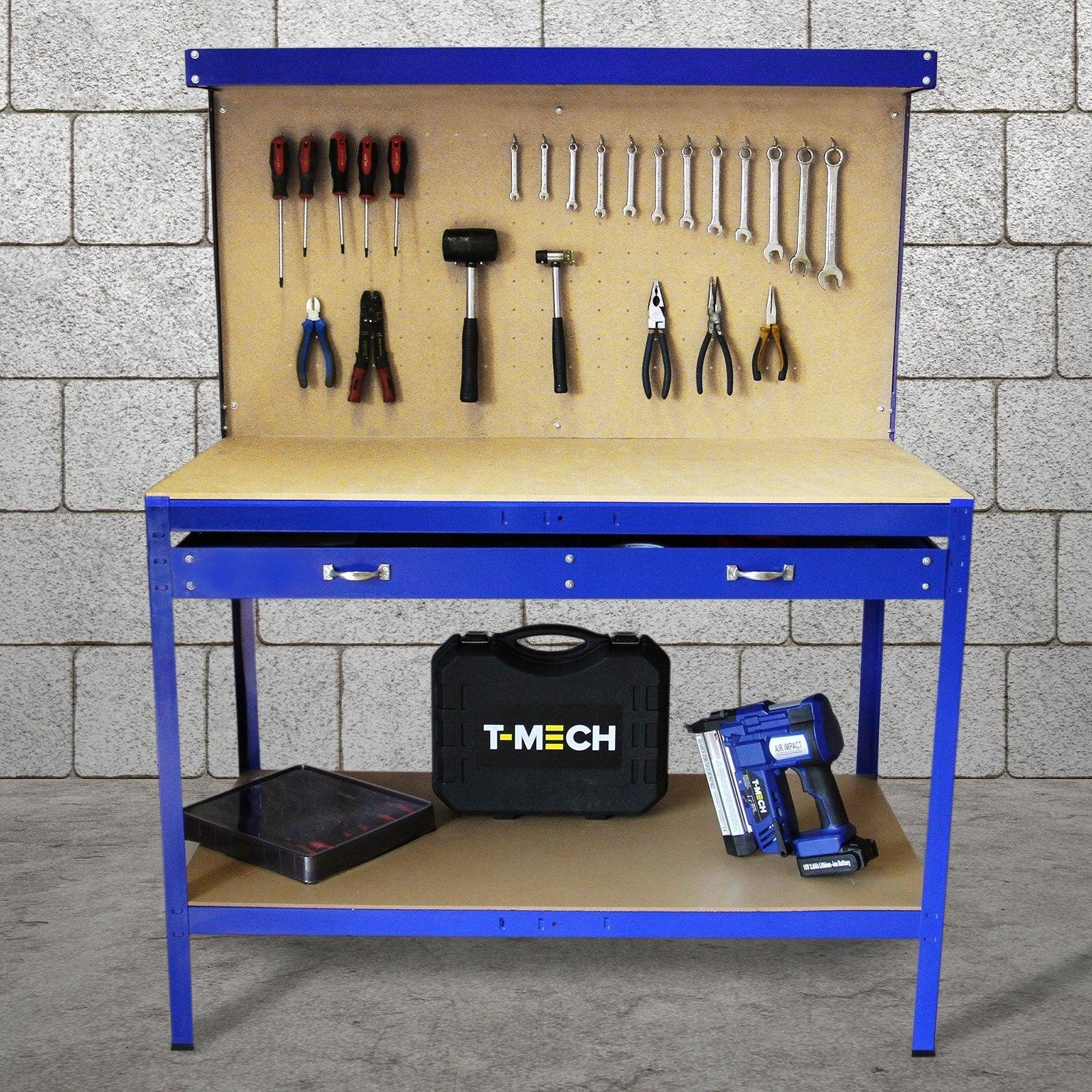 Workbench With Pegboard And Drawer In Blue - Image 23