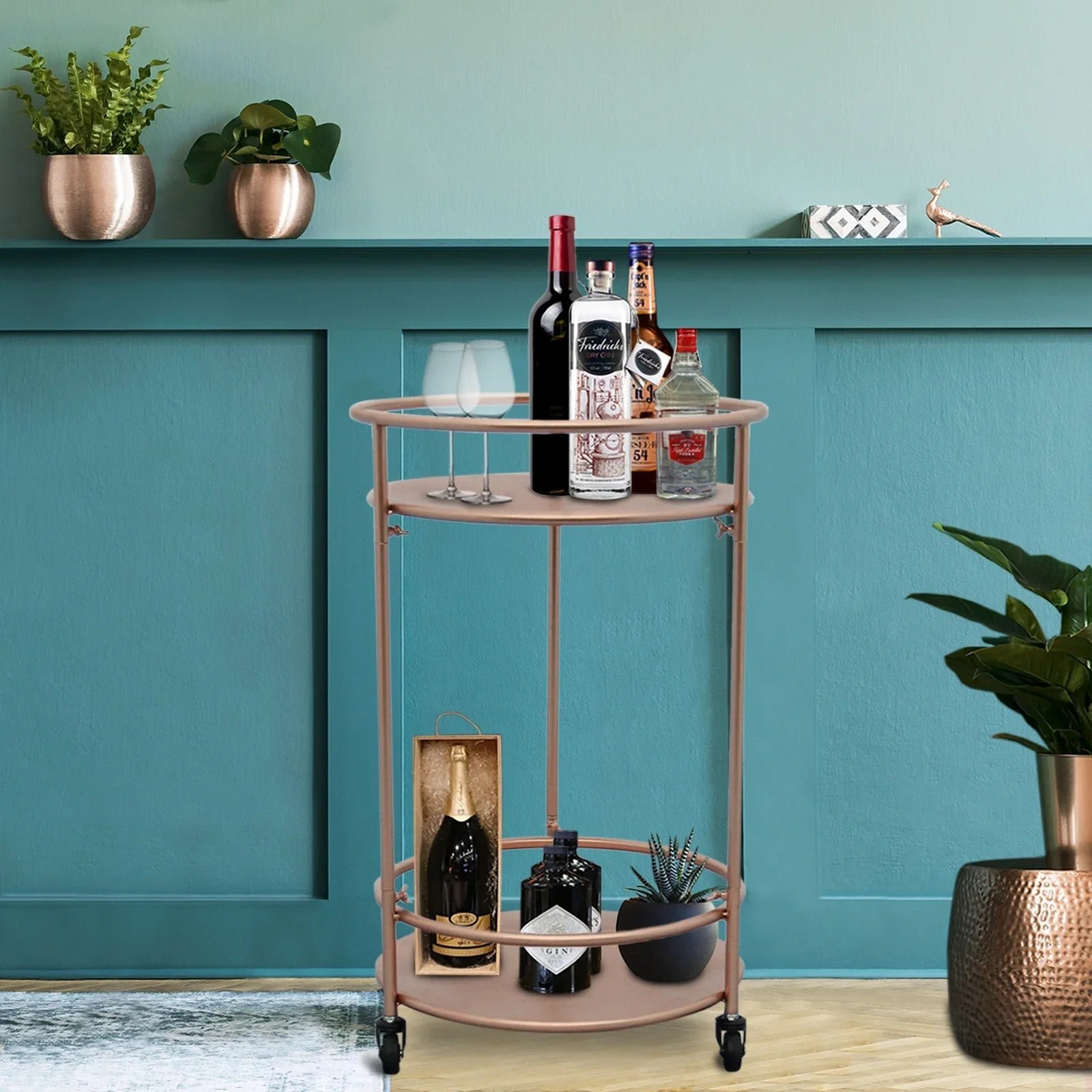 Rose Gold Drinks Trolley Bar Cart - Small - Image 10