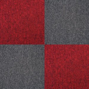 40 x Carpet Tiles 10m2 / Scarlet Red & Charcoal Black