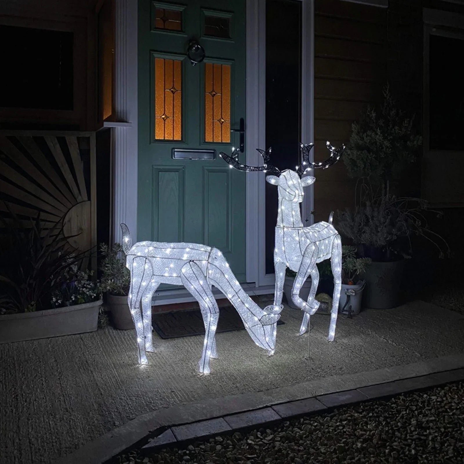 Large Light Up Stag & Doe Reindeer Set - Image 4