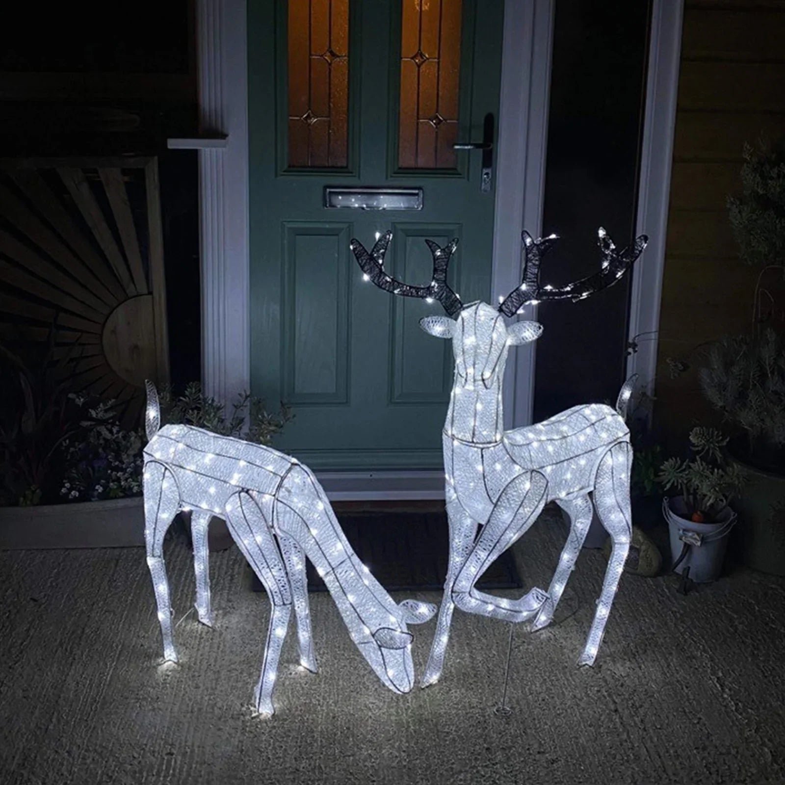 Large Light Up Stag & Doe Reindeer Set - Image 5