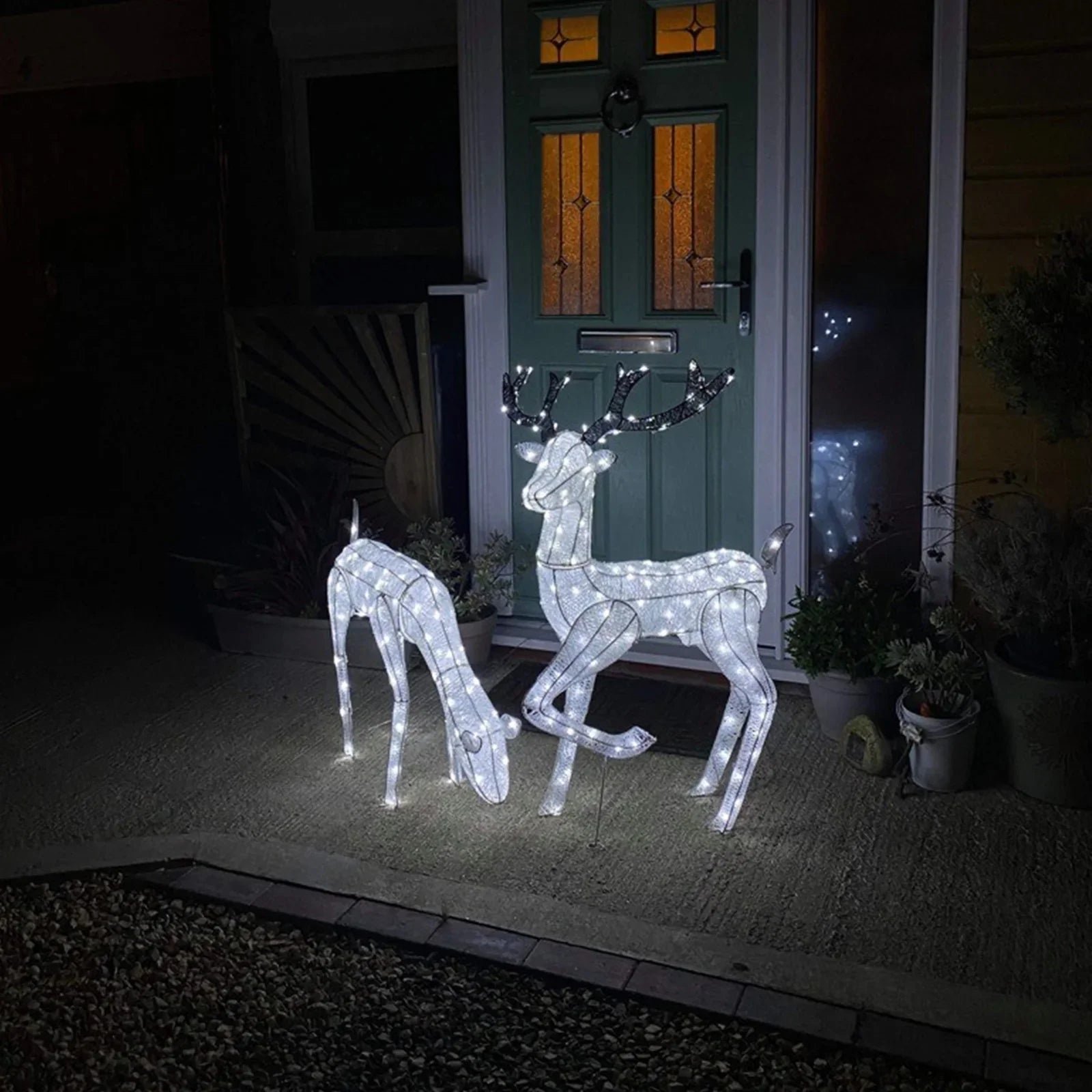Large Light Up Stag & Doe Reindeer Set - Image 6