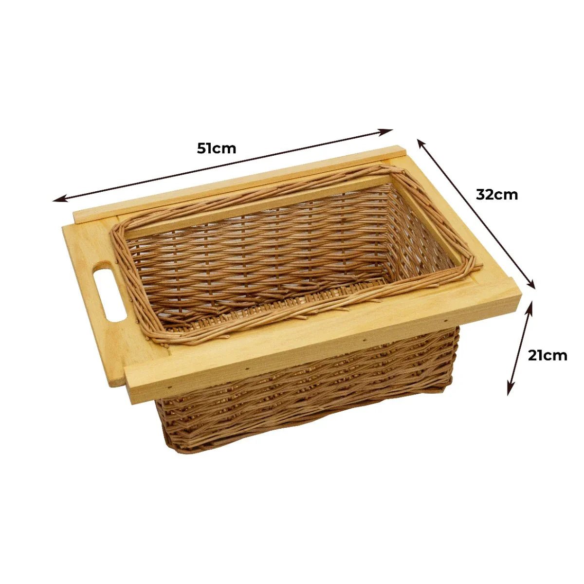 3 x Pull Out Wicker Kitchen Baskets 400mm - Image 8