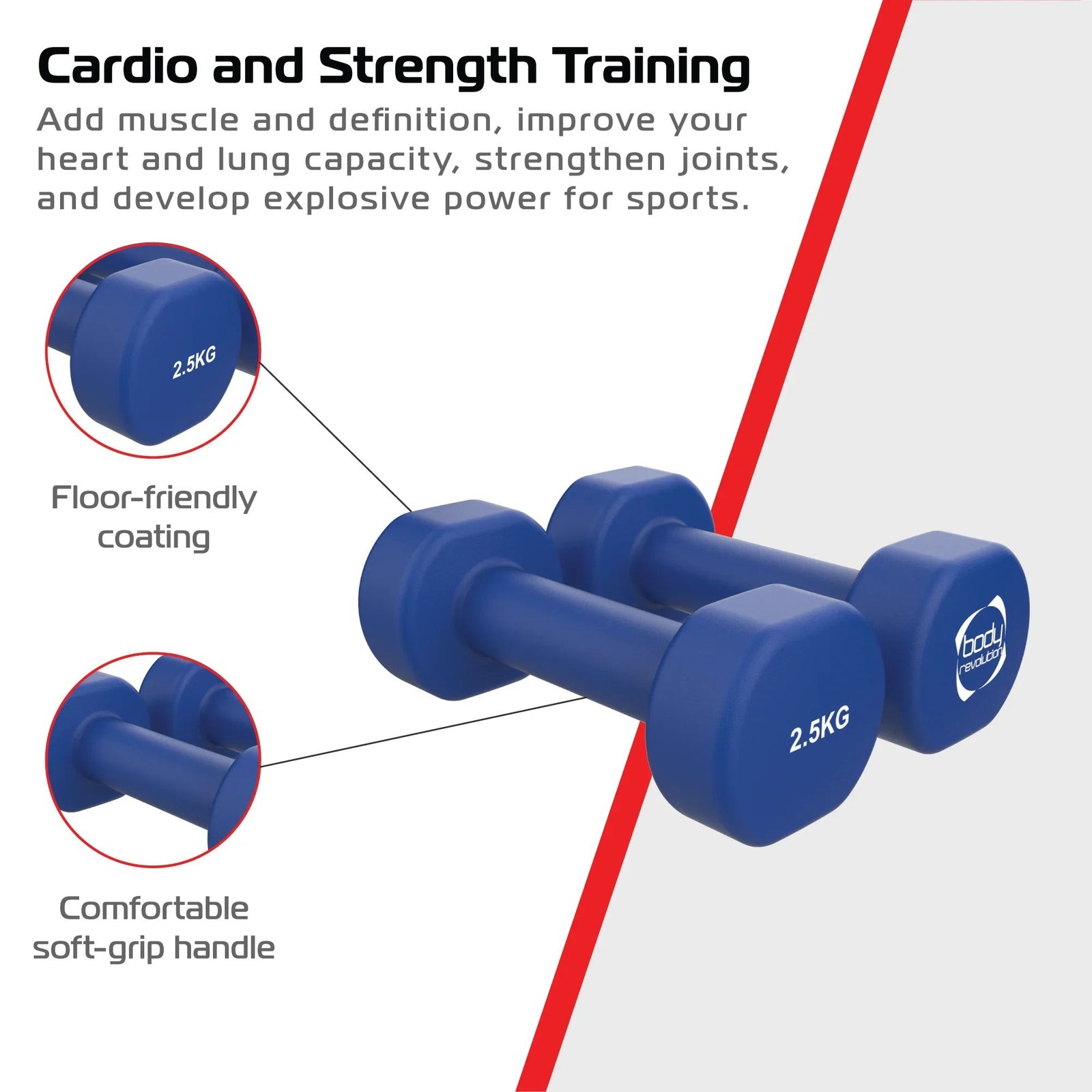 2 x 2.5KG Neoprene dumbbells - Image 3