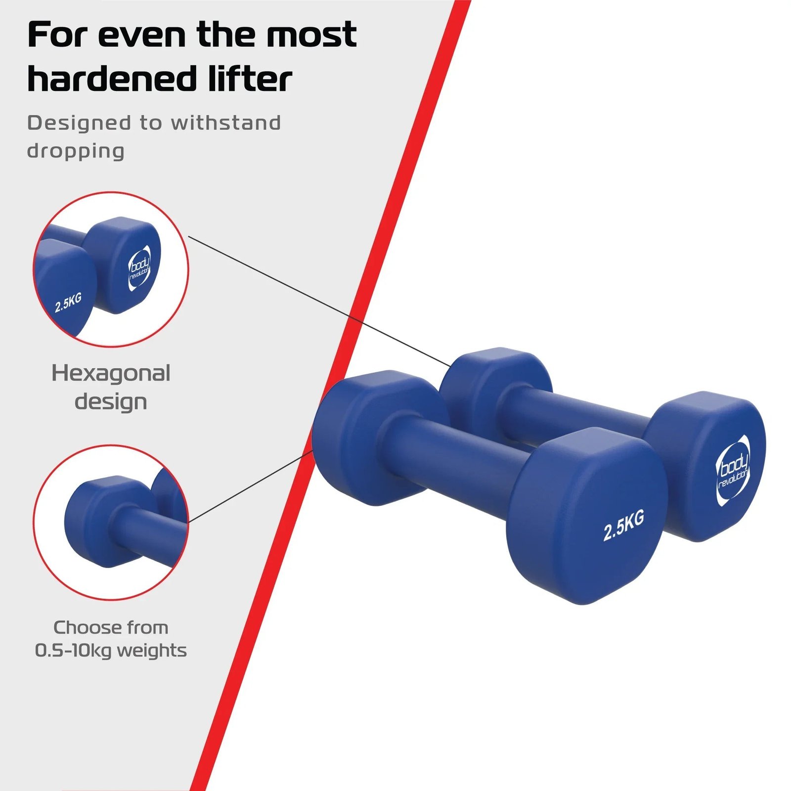 2 x 2.5KG Neoprene dumbbells - Image 4