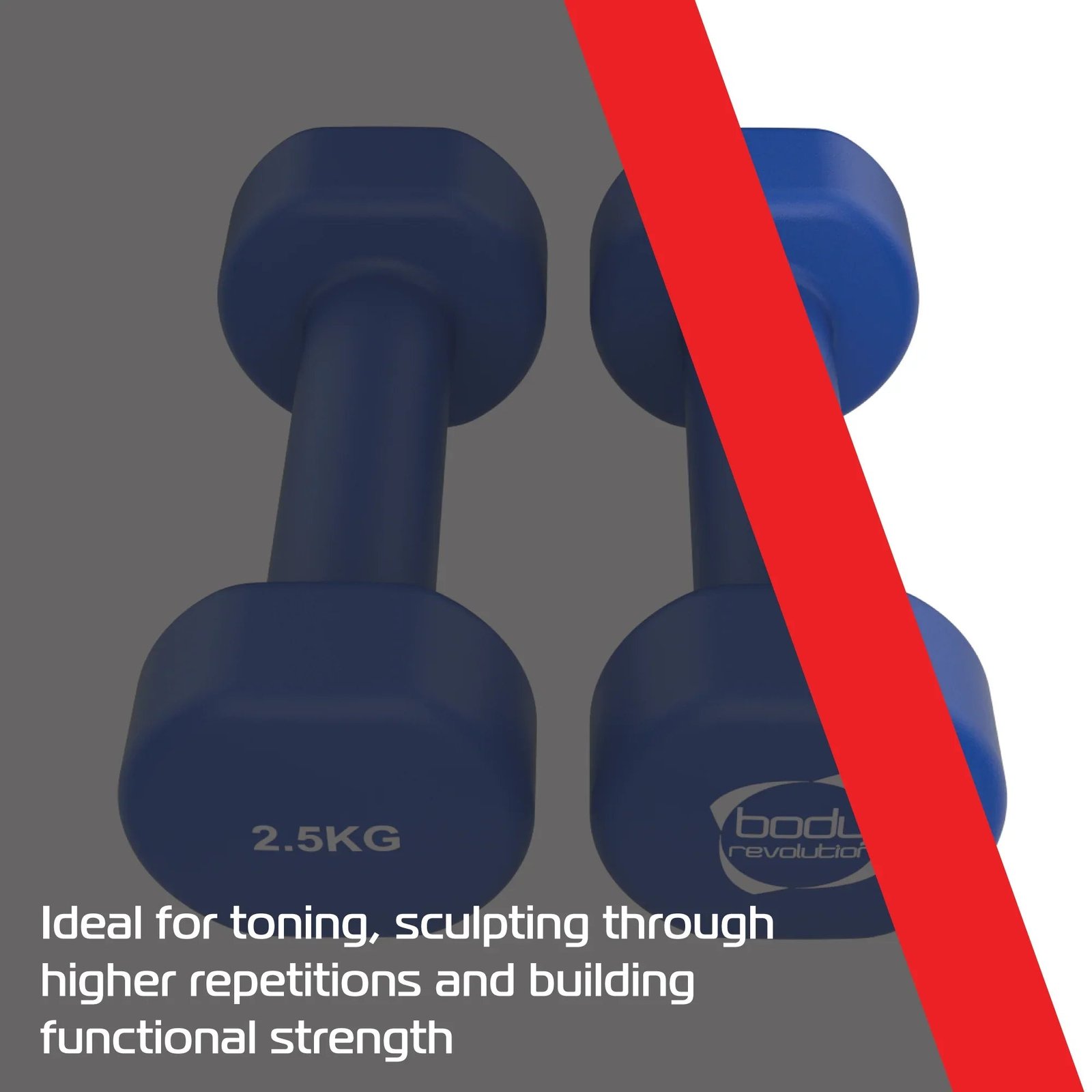 2 x 2.5KG Neoprene dumbbells - Image 5